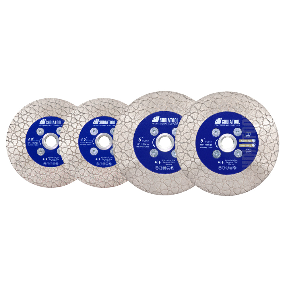 Diamond Cutting Grinding Disc Triangle 4.5"/5" Ceramic Stone M14 or 5/8-11 Flange
