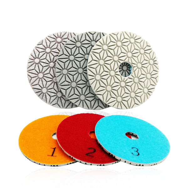 SHDIATOOL 6pcs/Set 5 Inch Sanding Discs for Granite Marble Stone Tile  Polishing Dia125mm Wet White Bond Polishing Pads