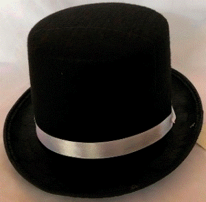 white top hat with black band