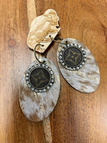 Upcycled Louis Vuitton Snakeskin and Leather Earrings – Red Bison Home