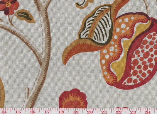 P KAUFMANN CARNATION SANDSTONE EMBROIDERED FLORAL STRIPE FABRIC BY