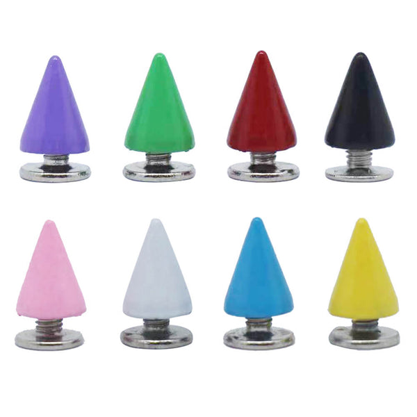 Frcolor Punk Spikes 8pcs Punk Spike Studs Screw Back Spot Metal Leather Rivets DIY Cone Studs, Size: 12x10x1.2CM