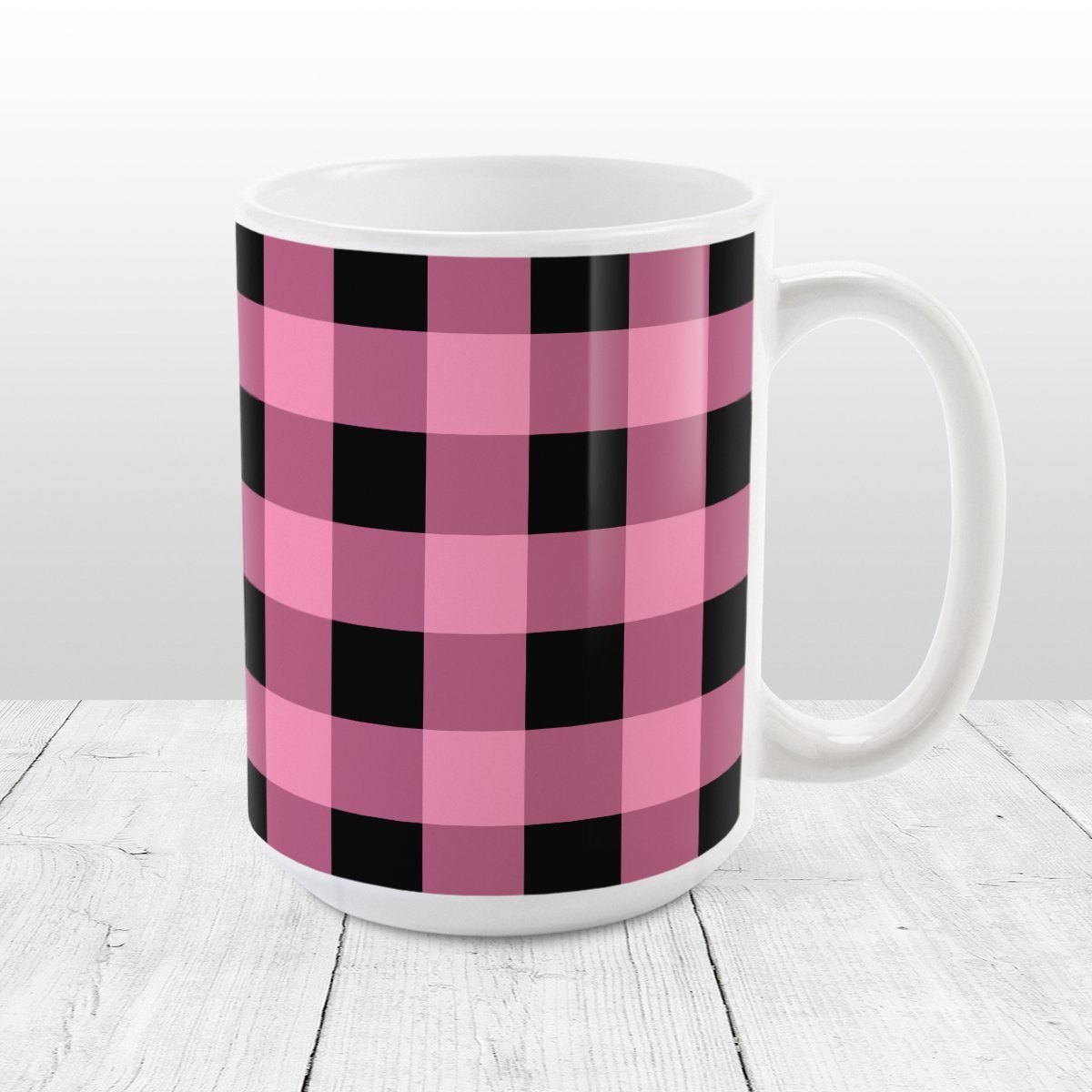 Light Pink and Black Buffalo Plaid Mug – Amy's Coffee Mugs