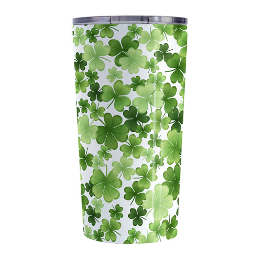 Personalized Lucky Clover Pattern Teal and Green Tumbler Cup