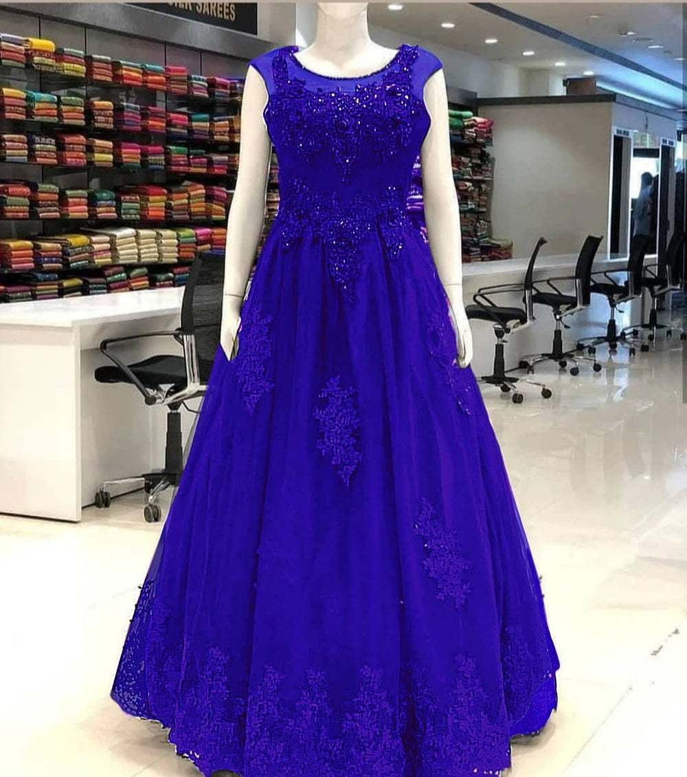 blue designer dress