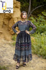 Black printed long maxi Stuff Chiffon inner attached for women