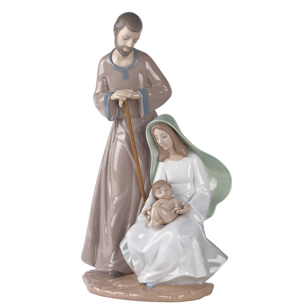 LLADRÓ Large Glossy Porcelain Nativity Figure. Christmas Decoration.  Porcelain Holy Family