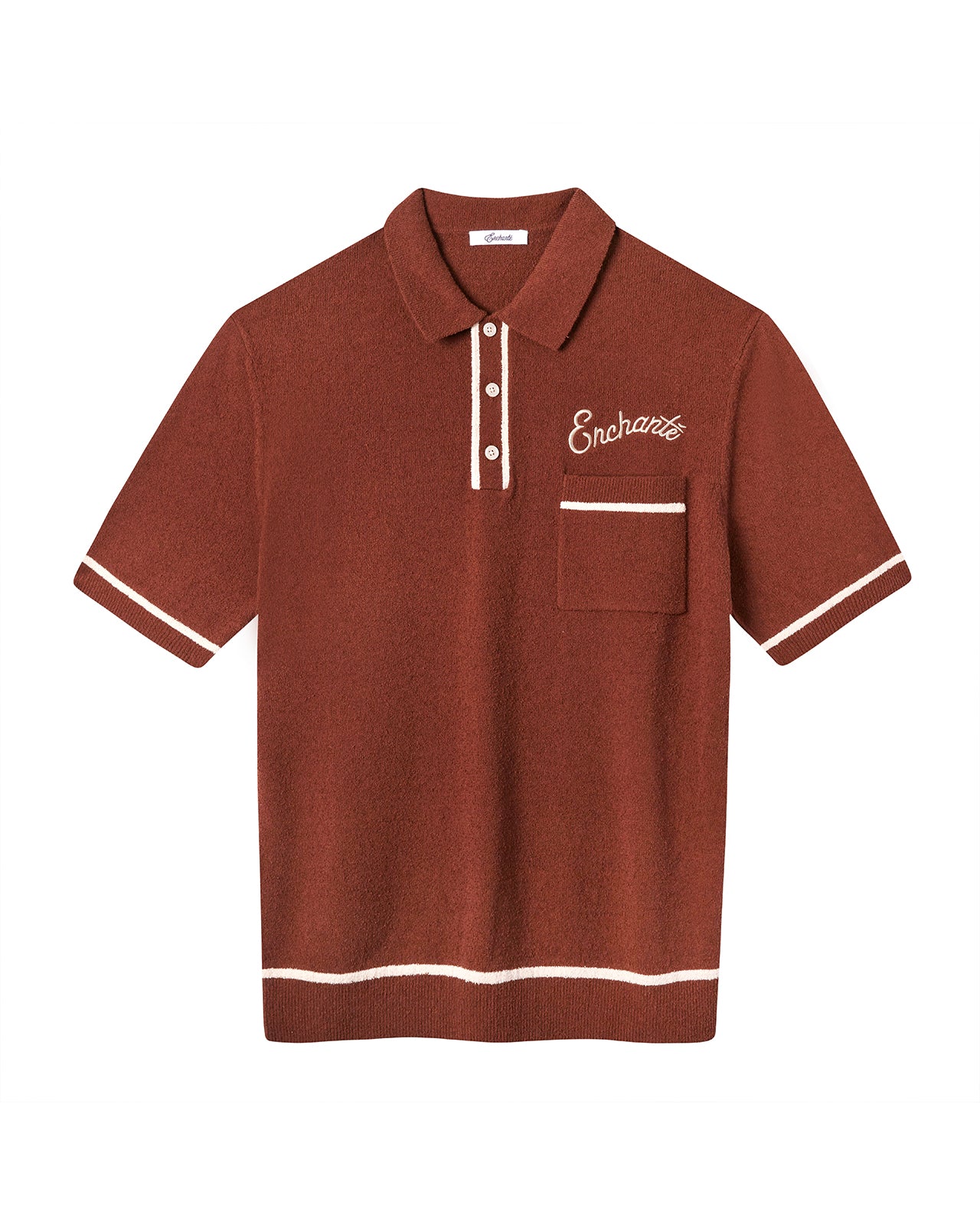 Boucle Knit Polo | Brown