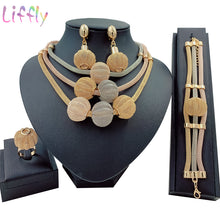 Load image into Gallery viewer, Big African Gold Jewelry Set for Women Nigerian Choker Necklace Statement Jewellery Three Tone Layered Earrings Ring Bracelet