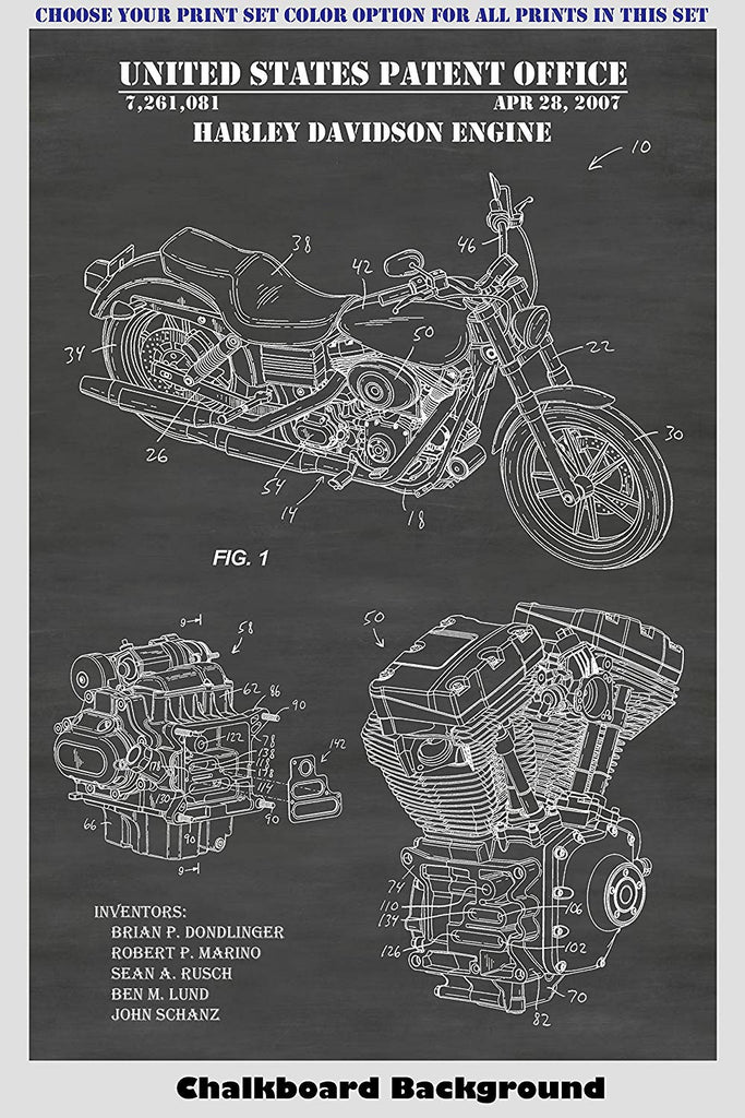 Harley Davidson Motorcycles And Engines Patent Print Art Posters Wall Patent Prints And More