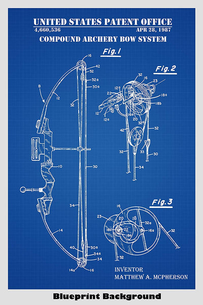Compound Bow Patent Print Art Poster