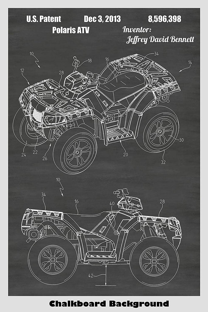 Polaris Four Wheeler All Terrain Vehicle ATV Patent Print Art Poster –  Patent Prints and More