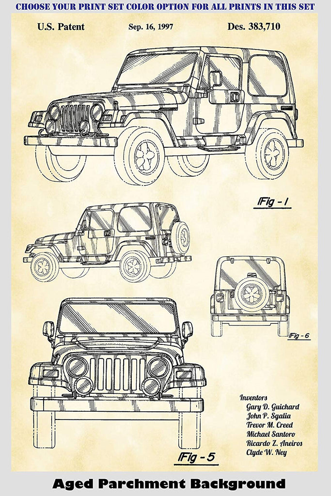 Jeep Wrangler and Jeep Willys Patent Print Art Posters Wall Decor Coll –  Patent Prints and More