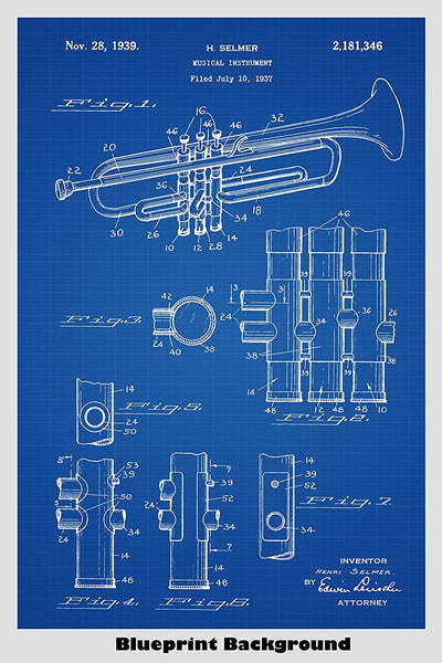 Trumpet Patent Print Art Poster