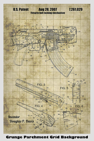 AK-47 Assault Rifle Patent Print Art Poster