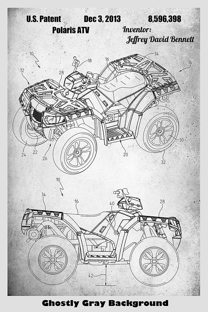 Polaris Four Wheeler All Terrain Vehicle ATV Patent Print Art Poster –  Patent Prints and More