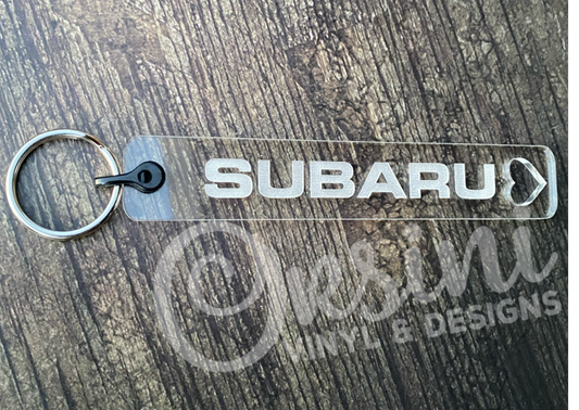 Bear with Subaru Stars - Clear Acrylic Keychain – Orsini Vinyl & Designs