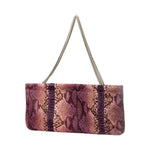 Statement Clutch in Snake Embossed Leather - Purple