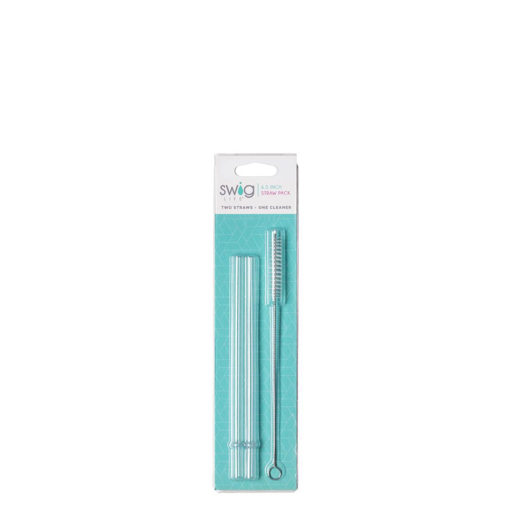 * Swig Reusable Straw Set Glitter Clear & Aqua