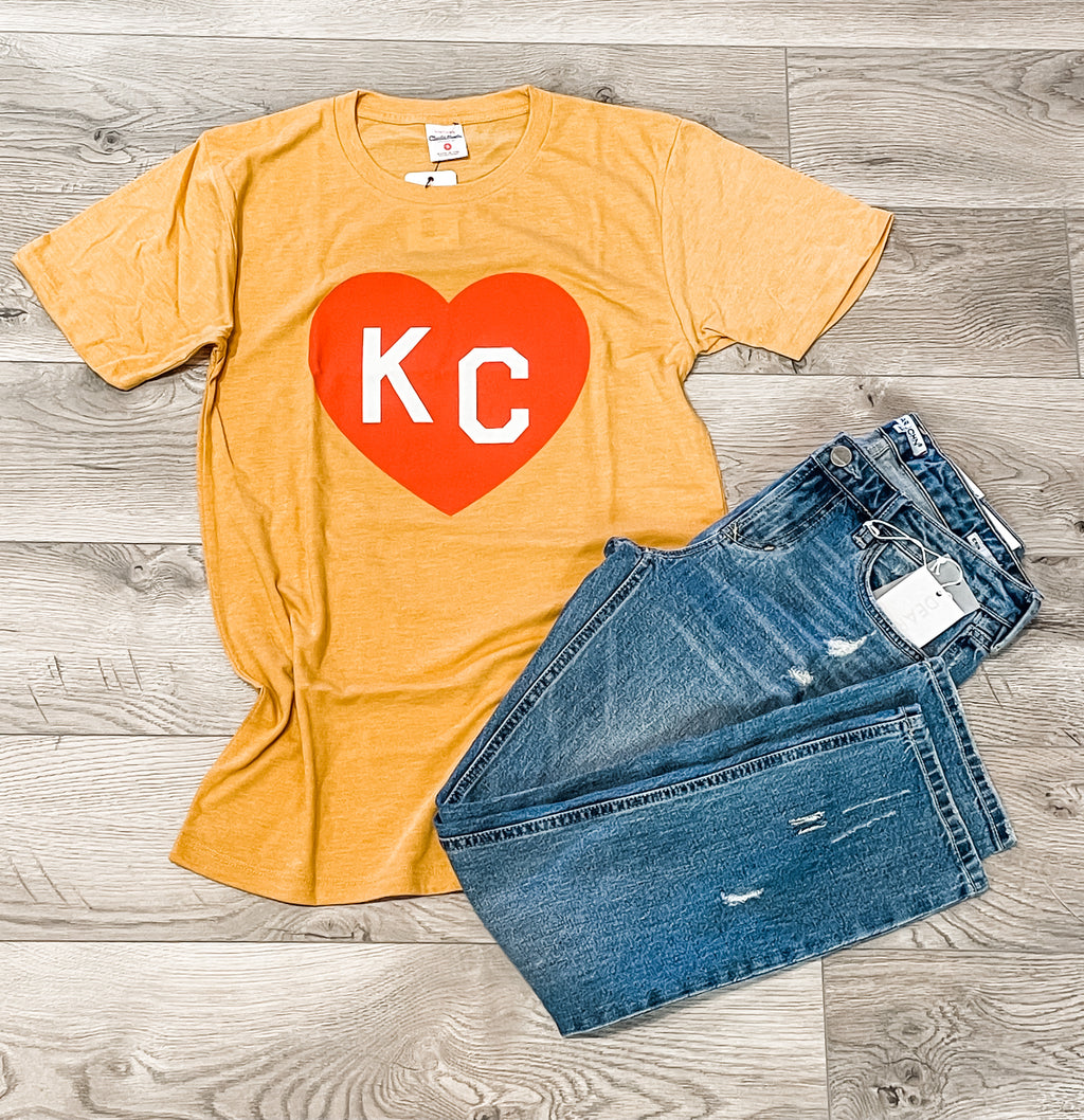 Charlie Hustle KC Heart Vintage T-Shirt - Navy - M - M (Medium)