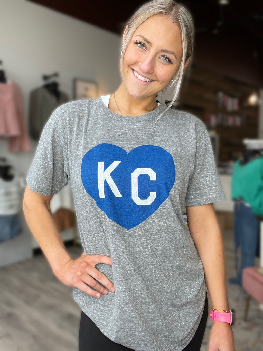 Charlie Hustle KC Heart Tee Grey/Navy XS