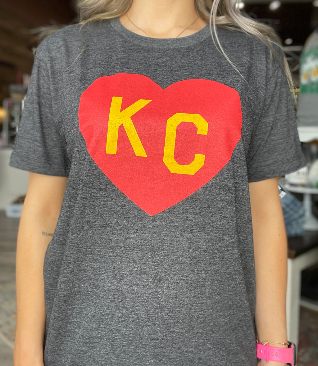 Charlie Hustle KC Heart Tee Grey/Navy XS