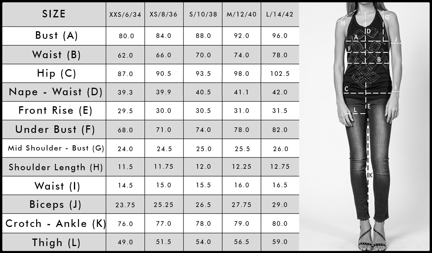 true religion size guide