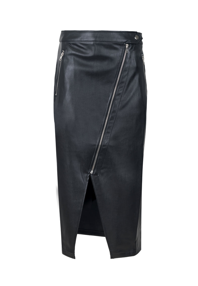 RELIGION Destination Faux Leather Midi Skirt