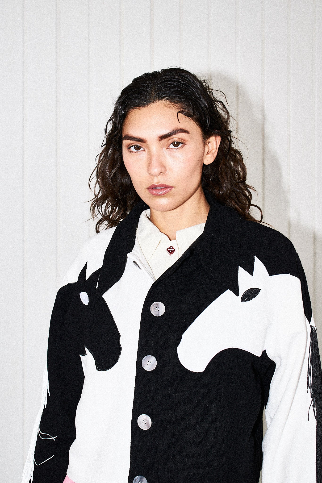 Dueling Horses Linen Crop Jacket