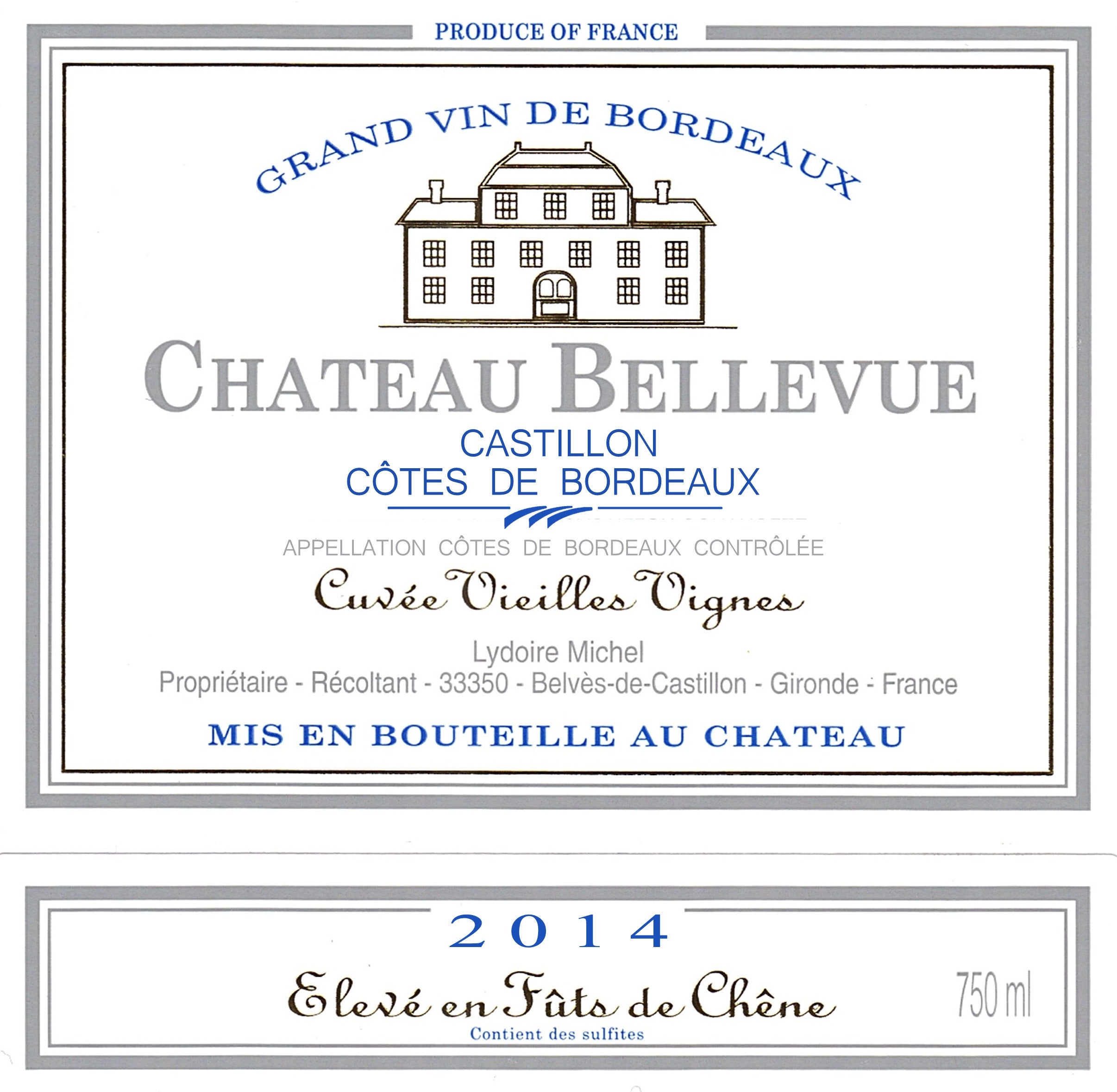 CHATEAU BELLEVUE BORDEAUX ROUGE, CASTILLON COTES DE BORDEAUX VIEILLES