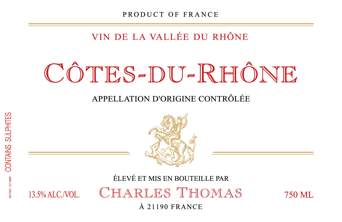 CHARLES THOMAS COTES DU RHONE ROUGE