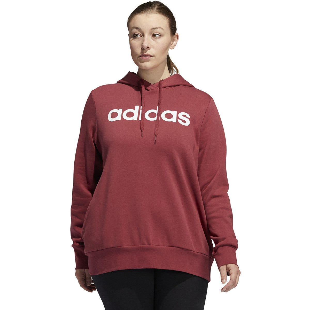 adidas Women's Essentials Linear OverHead Fleece Hoodie LEGACY RED/WHI –  Soccer Zone
