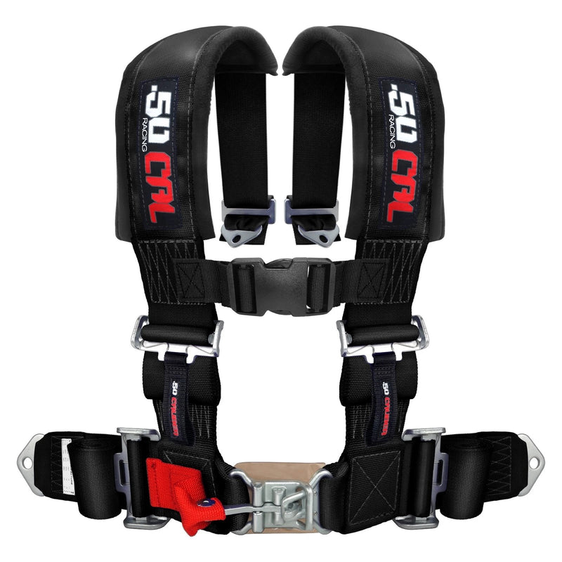 black 50 caliber racing 4 point seatbelt harness