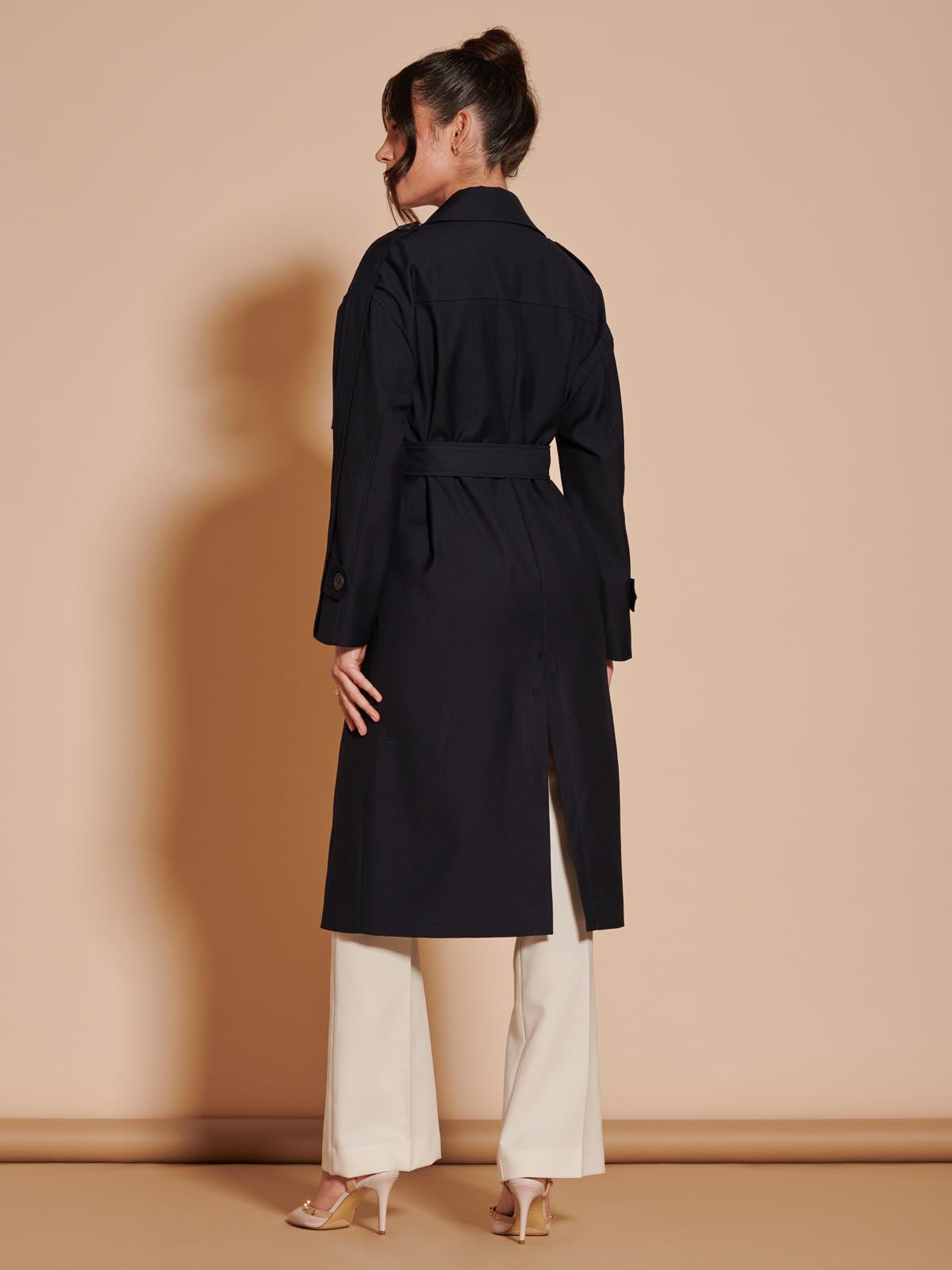 Double Breasted Trench Coat, Navy