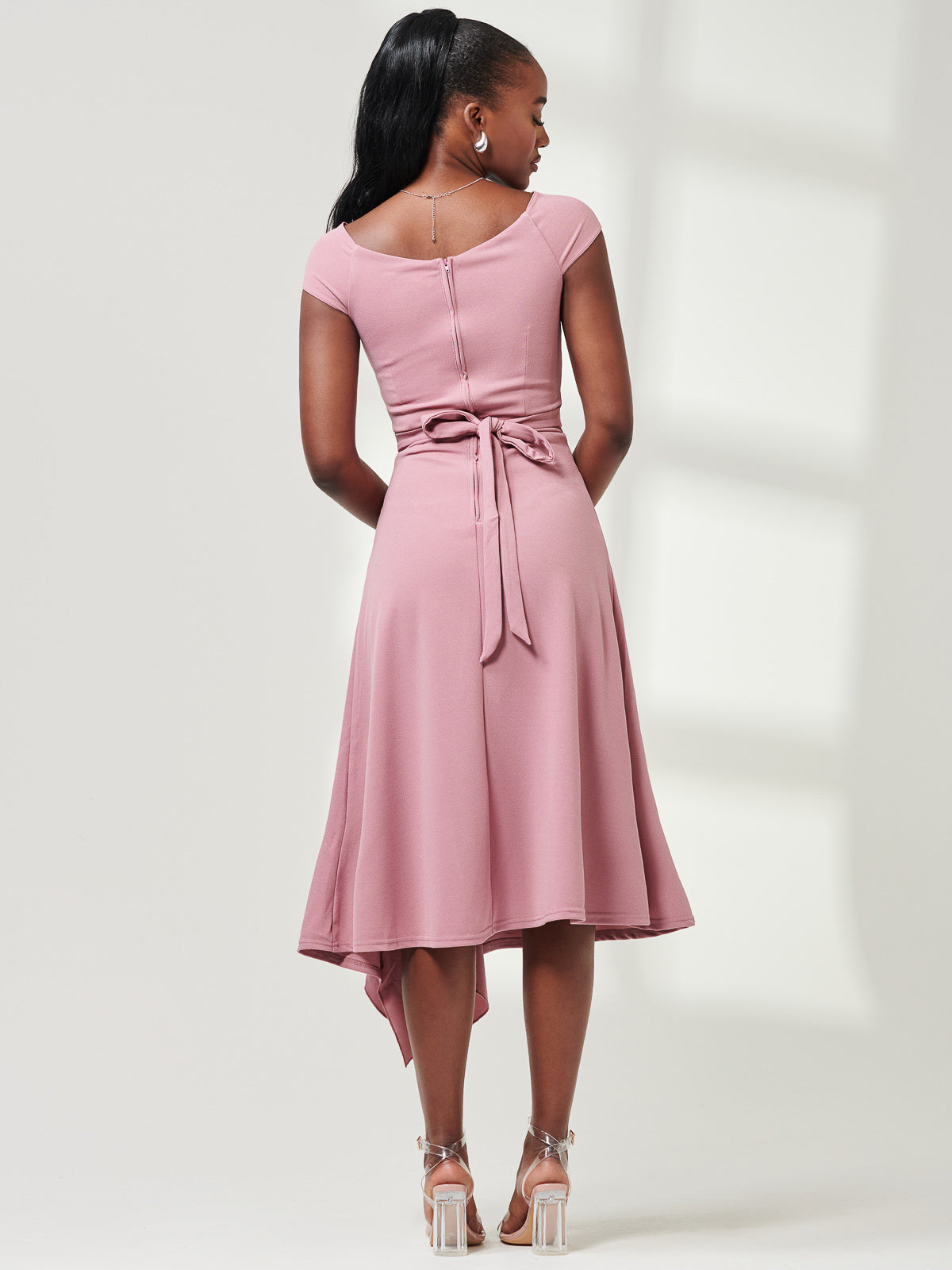 Desiree Frill Fit & Flare Dress, Mauve