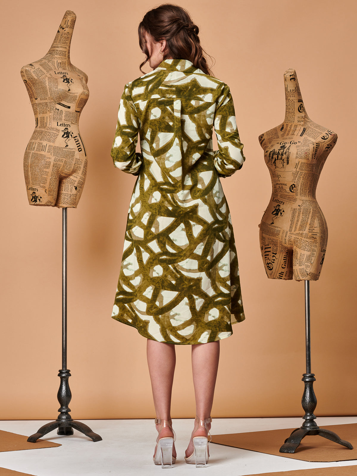 Sample Sale - Shirt Dress, Green Multi