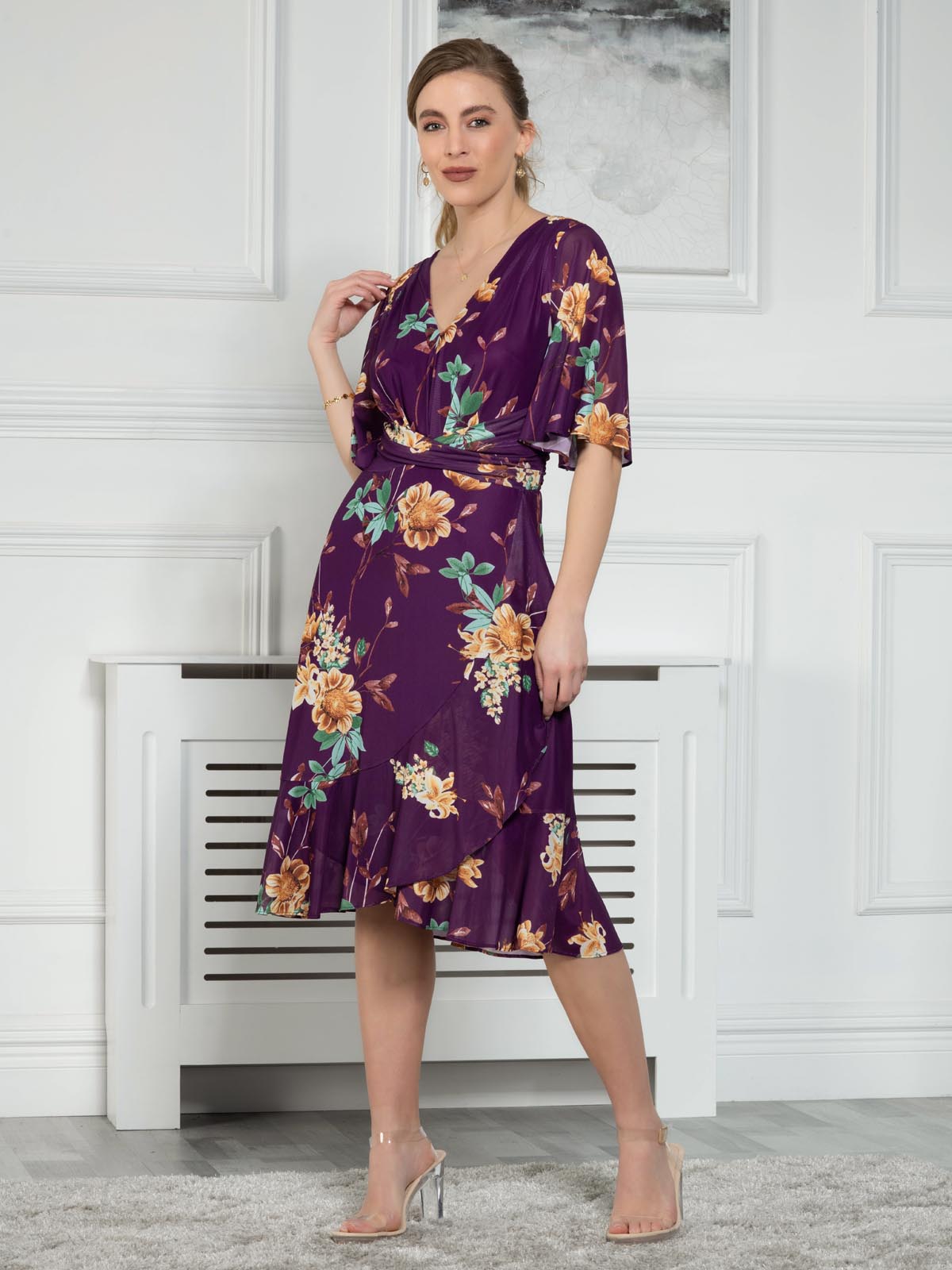 Sample Sale - Midi Dress, Purple Floral