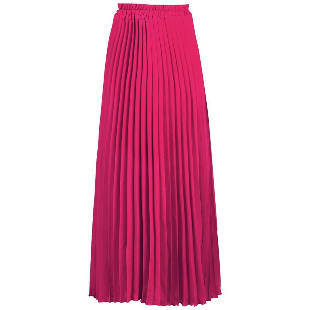 Pleated Crepe Maxi Skirt, Magenta