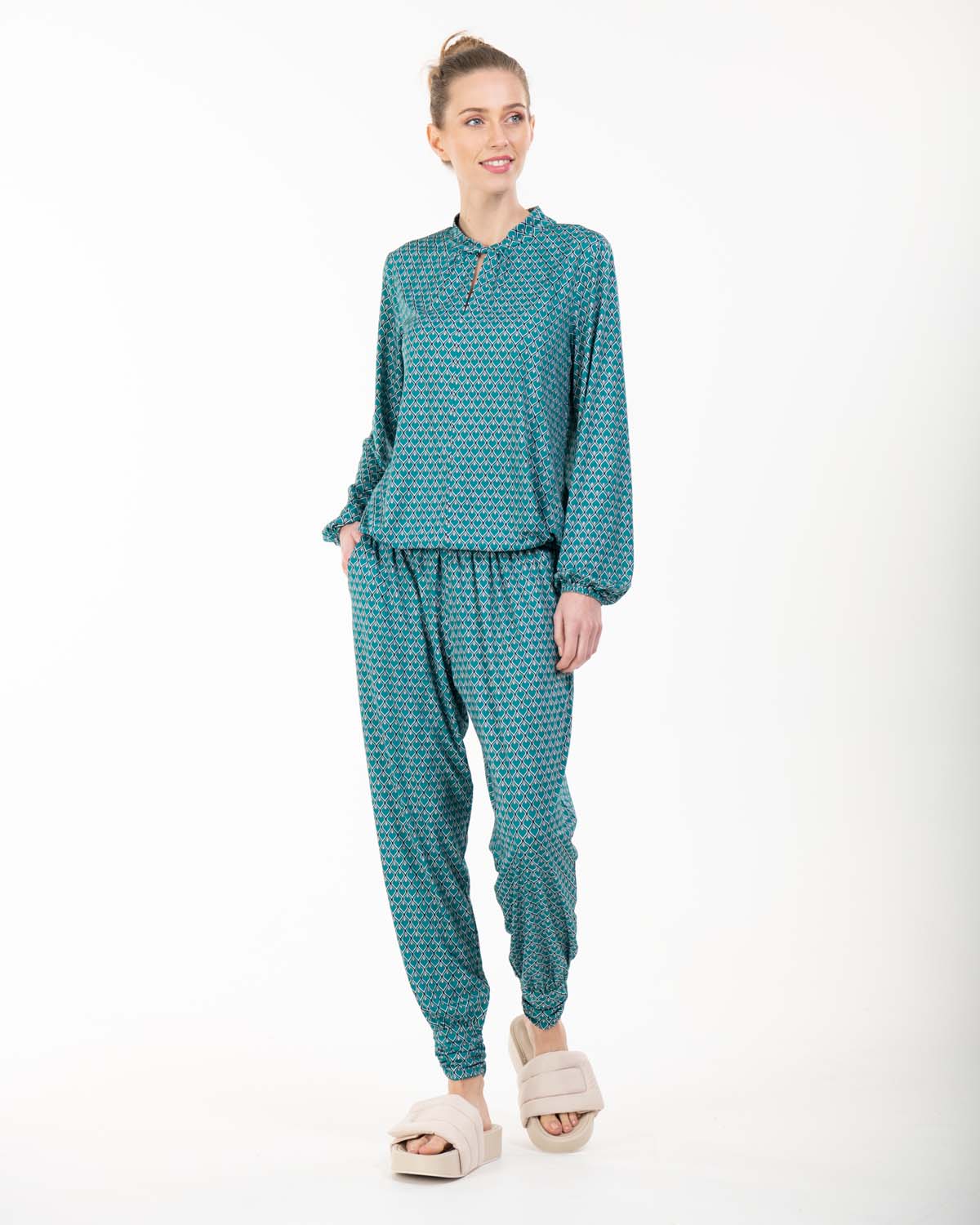 Sample Sale - Pyjama Set, Teal Abstract