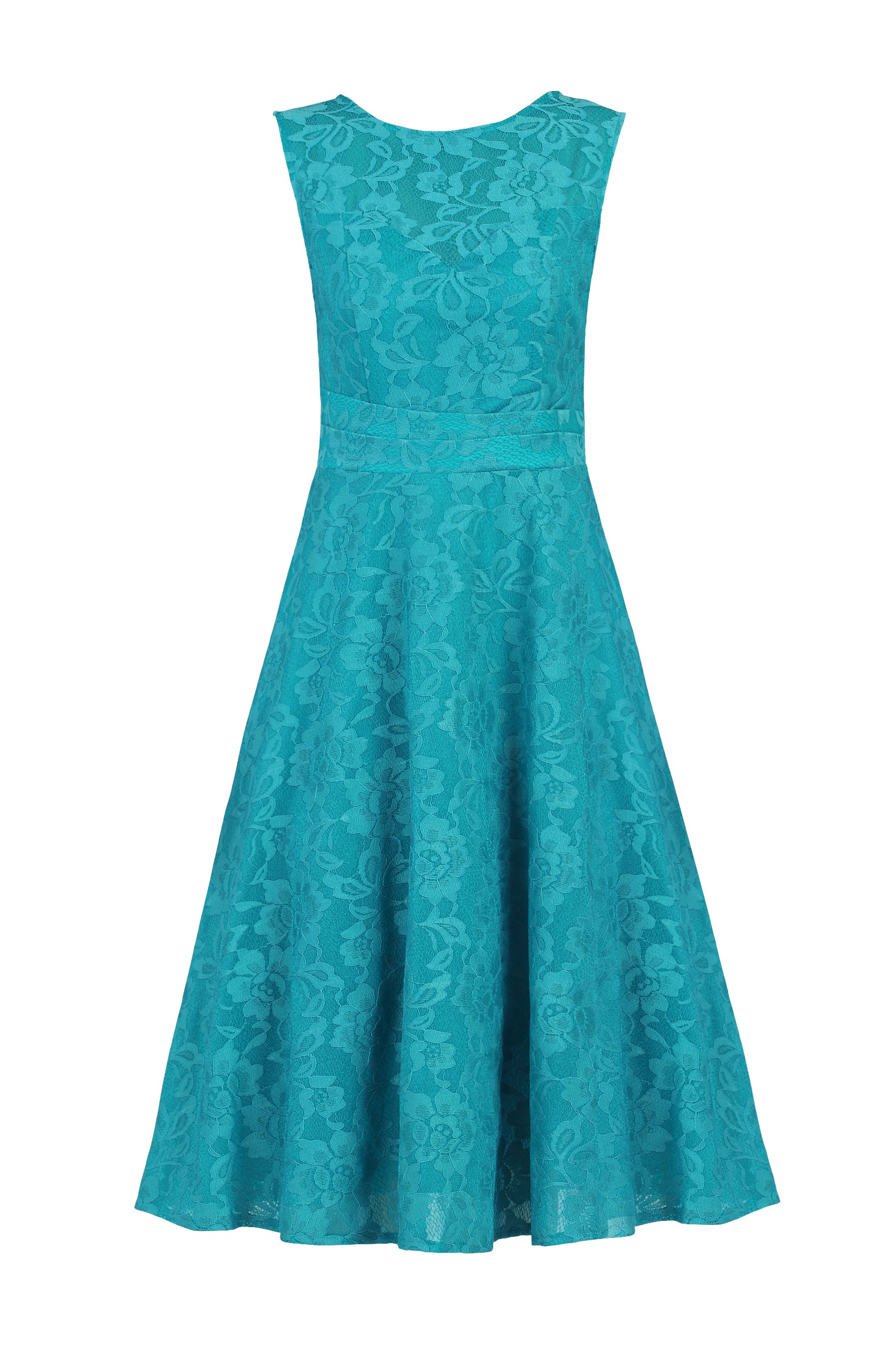 Lace Flare Dress, Teal