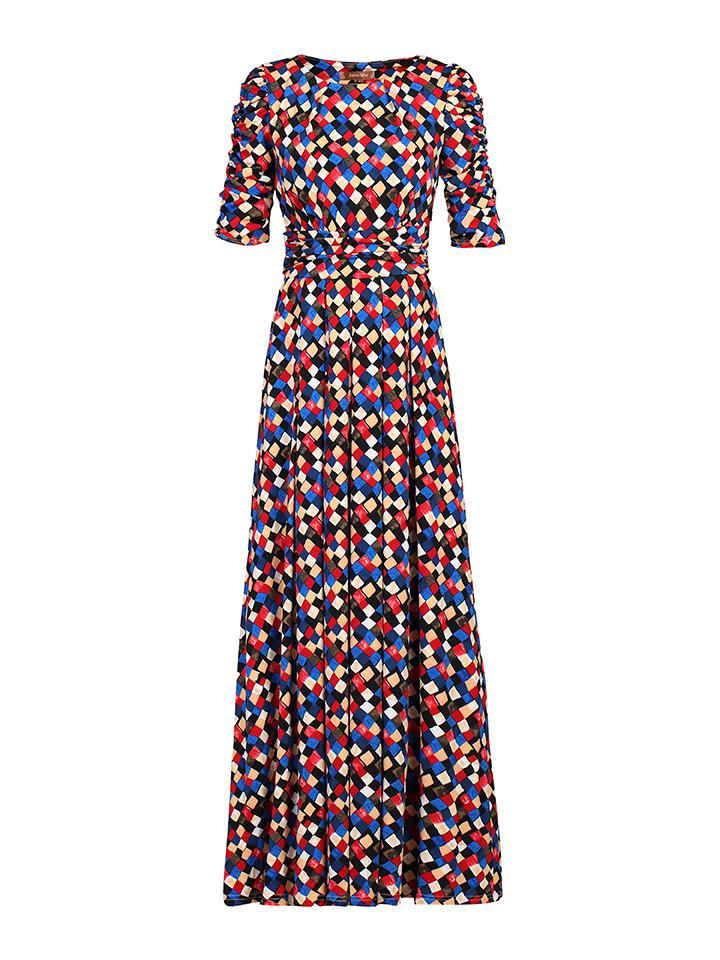 Half Sleeve Jersey Maxi Dress, Black Multi