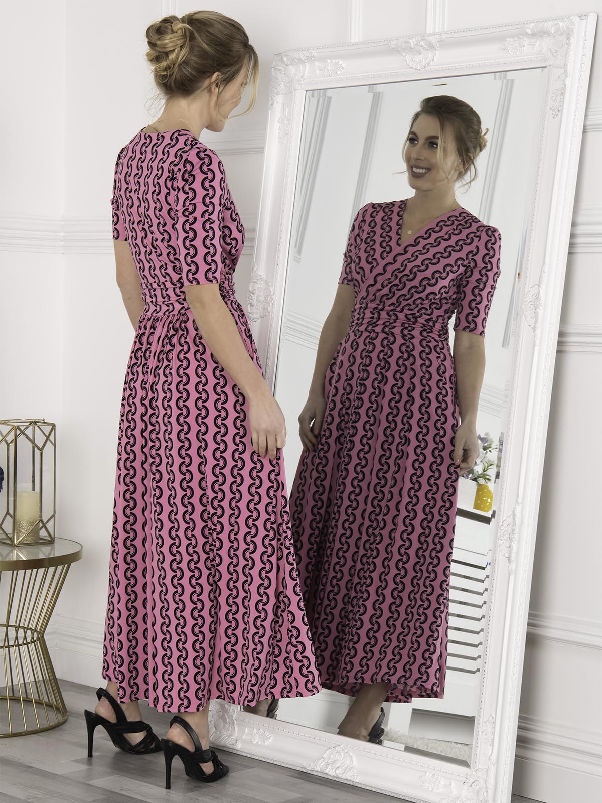 Jolie Moi Genesis Wrap Front Maxi Dress, Hot Pink