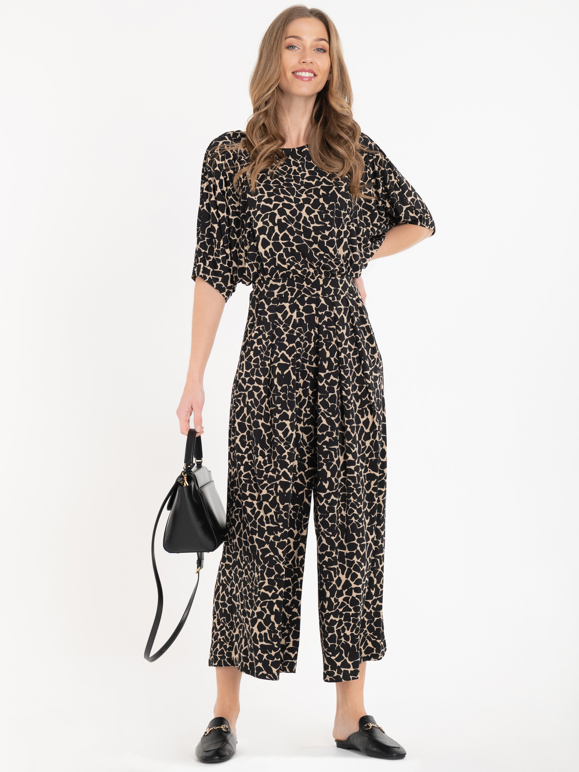 jolie moi animal print jumpsuit