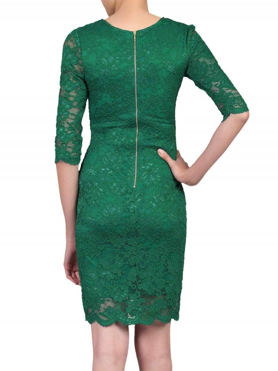 Scalloped Lace Bodycon Dress, Green