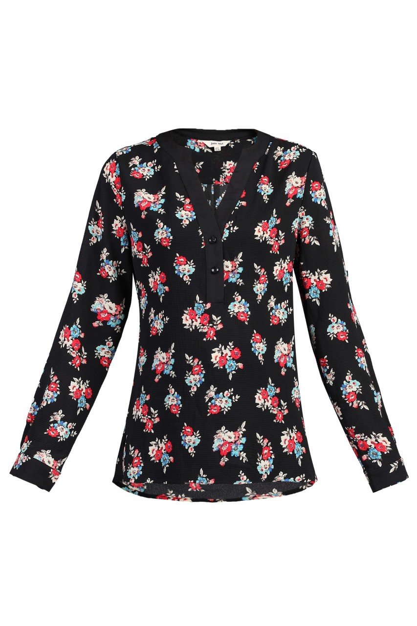 Jolie Moi Floral Print Blouse, Black Floral