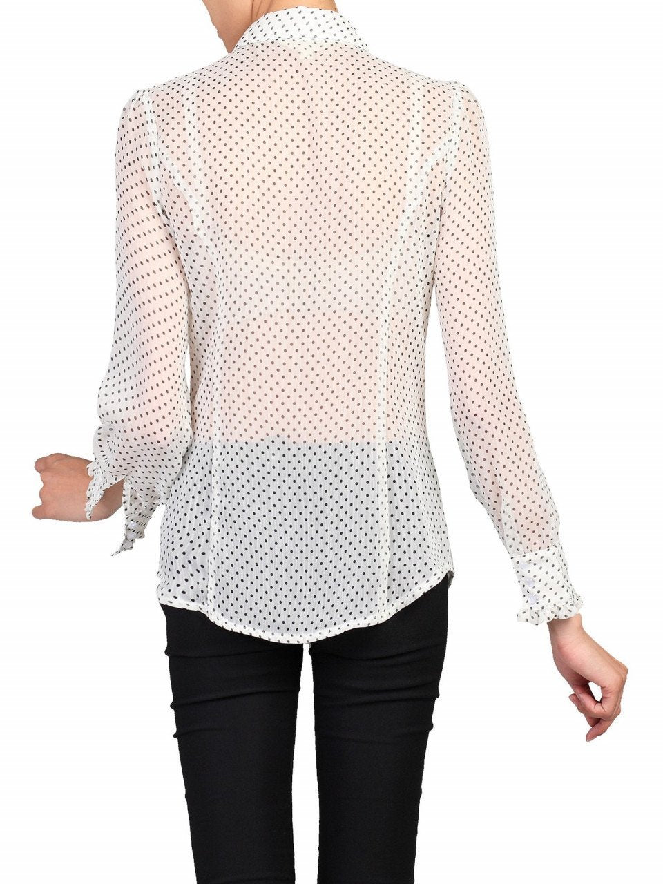 Chiffon Polka Dot Shirt, Cream/Black