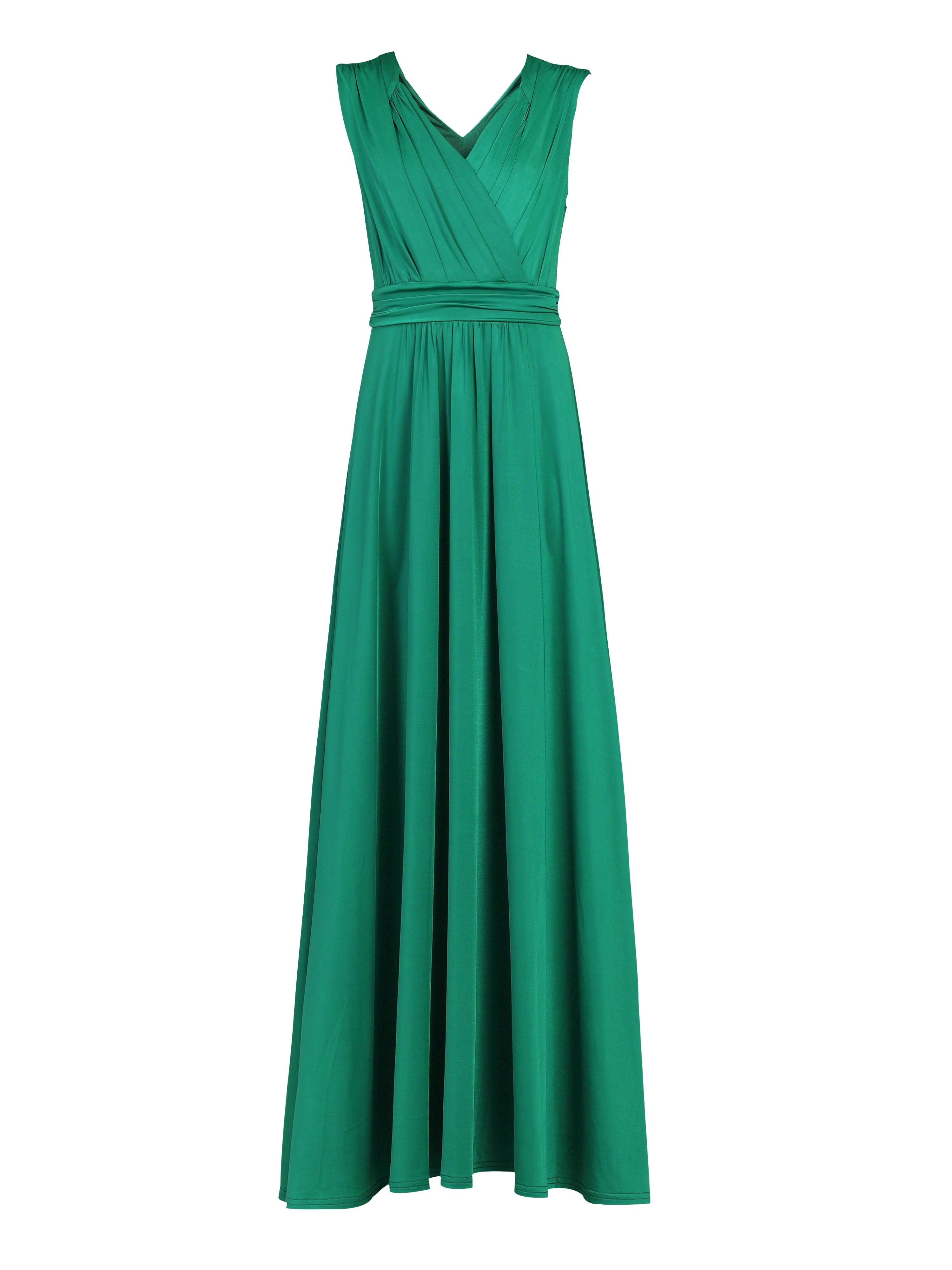 Plunge V Neck Draped Maxi Dress, Green