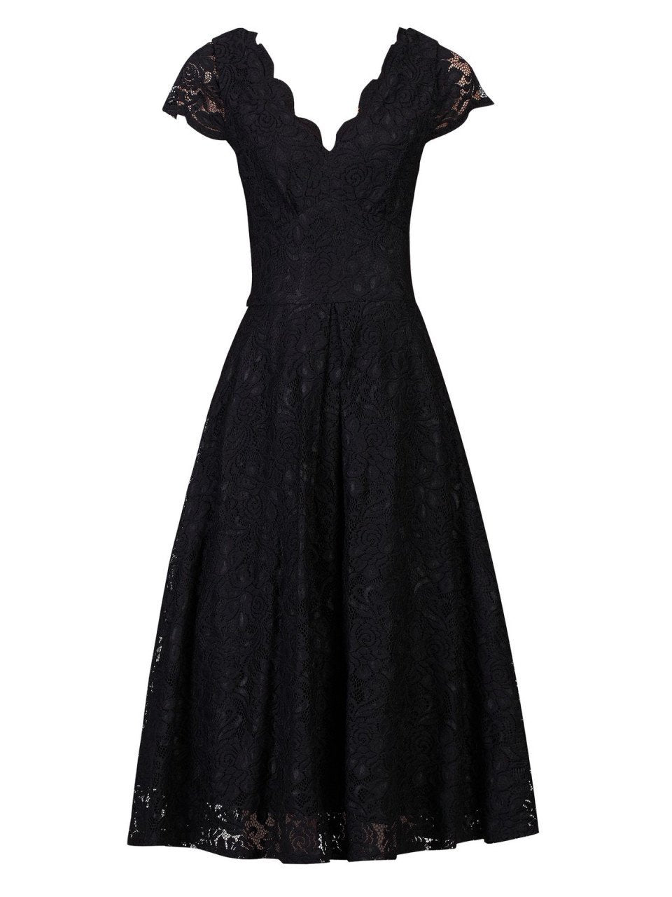 Cap Sleeve Lace Prom Dress, Black