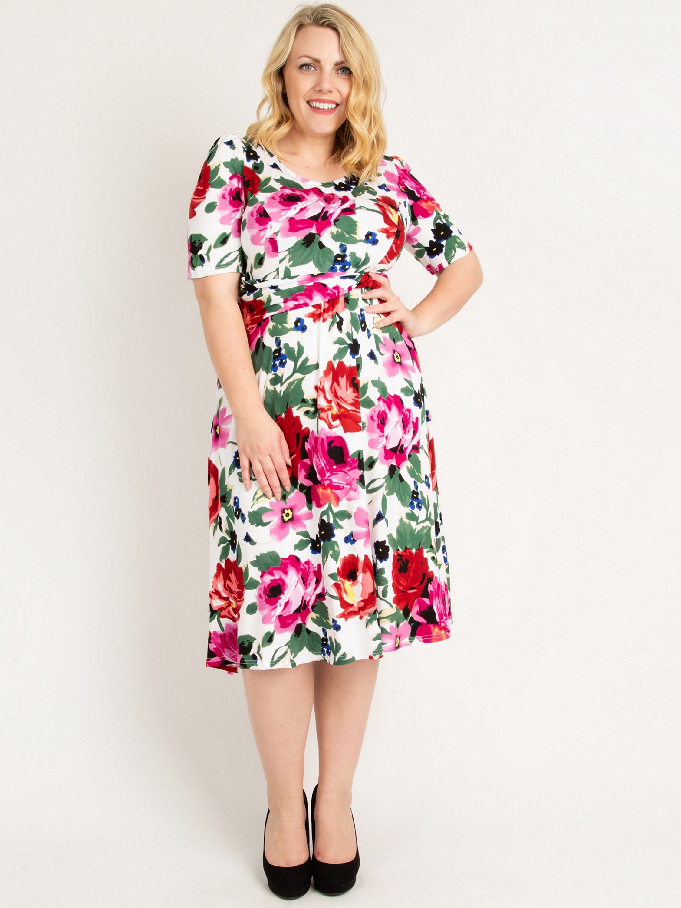 Jolie Moi Floral Tea Dress, Pink