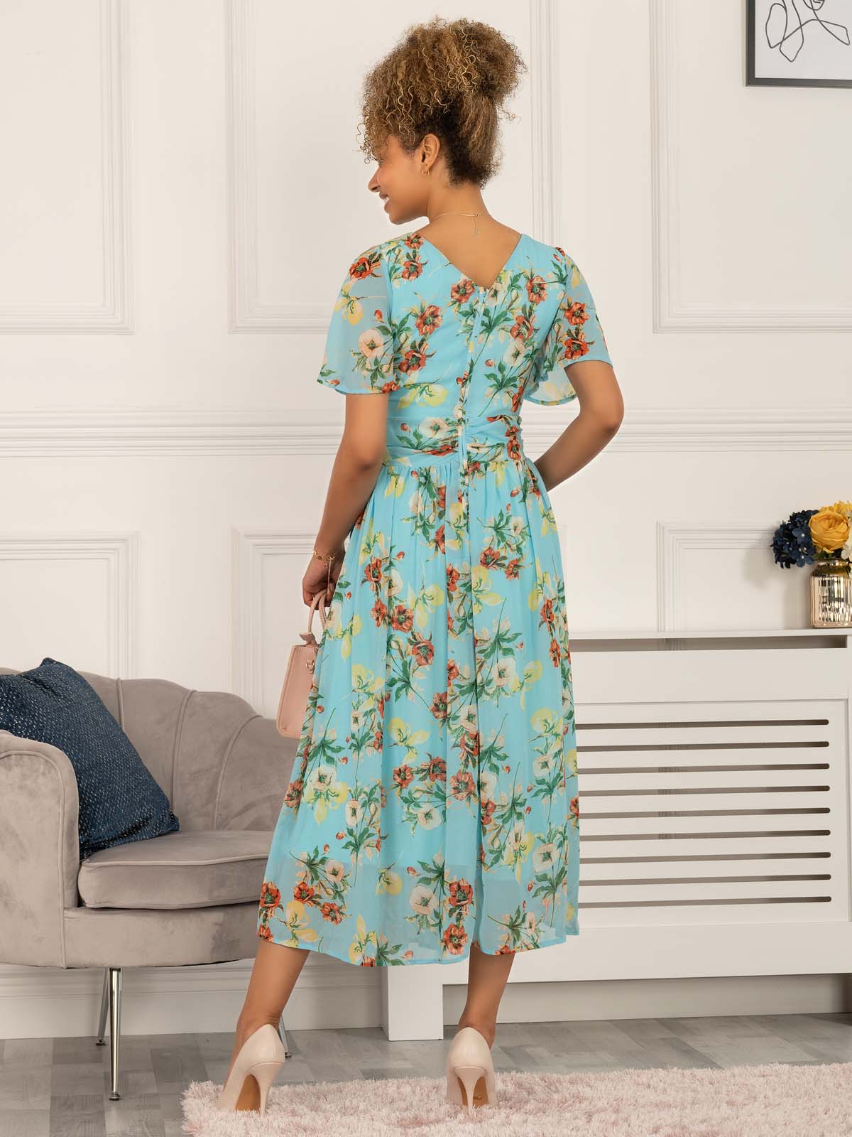 Reagan Floral Print Chiffon Dress, Light Green – Jolie Moi Retail